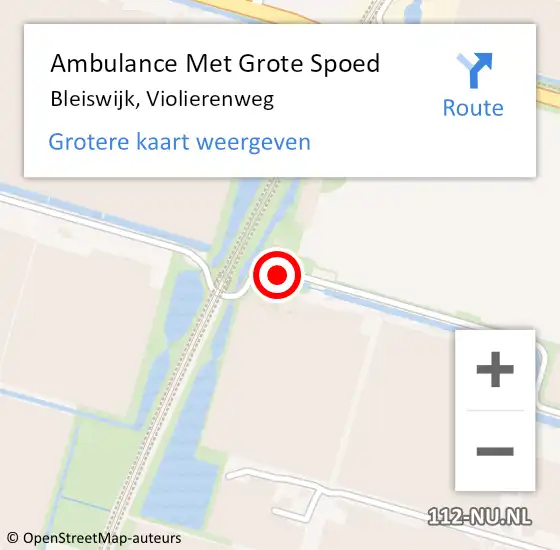 Locatie op kaart van de 112 melding: Ambulance Met Grote Spoed Naar Bleiswijk, Violierenweg op 3 september 2015 14:01