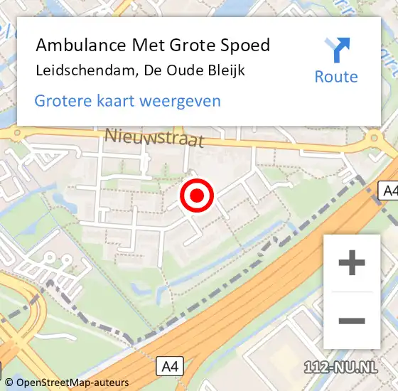 Locatie op kaart van de 112 melding: Ambulance Met Grote Spoed Naar Leidschendam, De Oude Bleijk op 3 september 2015 15:51
