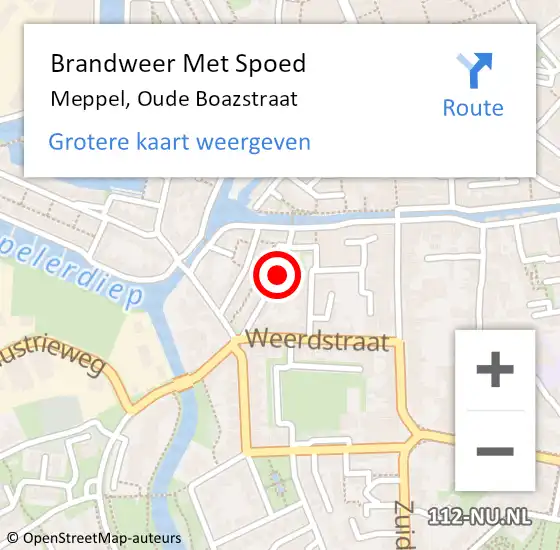 Locatie op kaart van de 112 melding: Brandweer Met Spoed Naar Meppel, Oude Boazstraat op 3 september 2015 17:50