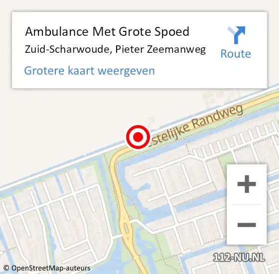 Locatie op kaart van de 112 melding: Ambulance Met Grote Spoed Naar Zuid-Scharwoude, Pieter Zeemanweg op 3 september 2015 18:09