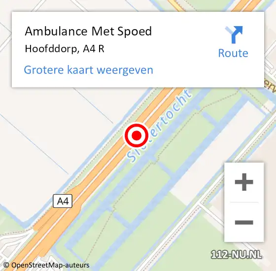 Locatie op kaart van de 112 melding: Ambulance Met Spoed Naar Hoofddorp, A4 L op 3 september 2015 23:24