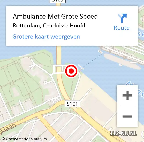 Locatie op kaart van de 112 melding: Ambulance Met Grote Spoed Naar Rotterdam, Charloisse Hoofd op 4 september 2015 13:13