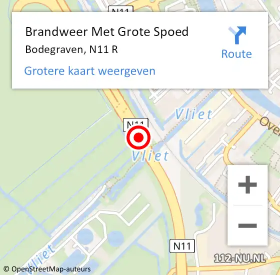 Locatie op kaart van de 112 melding: Brandweer Met Grote Spoed Naar Bodegraven, N11 R op 4 september 2015 15:13