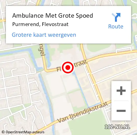 Locatie op kaart van de 112 melding: Ambulance Met Grote Spoed Naar Purmerend, Flevostraat op 4 september 2015 15:26