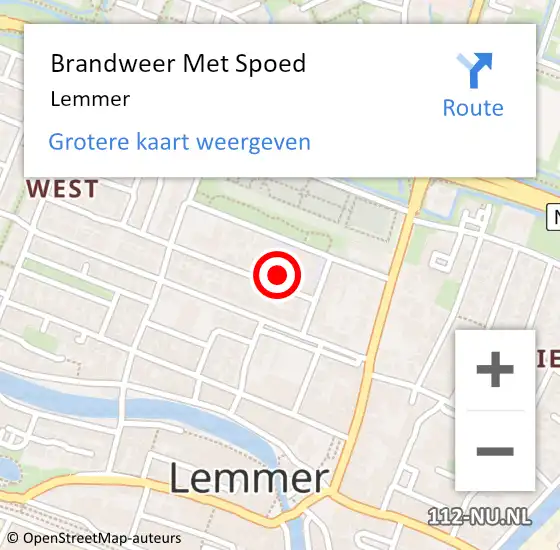 Locatie op kaart van de 112 melding: Brandweer Met Spoed Naar Lemmer op 4 september 2015 15:52