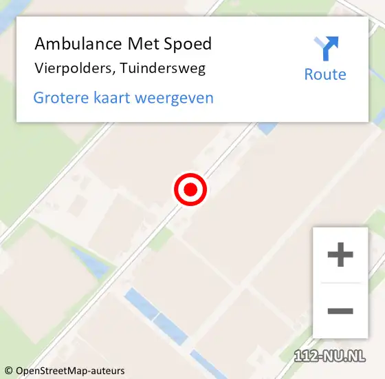 Locatie op kaart van de 112 melding: Ambulance Met Spoed Naar Vierpolders, Tuindersweg op 4 september 2015 22:33