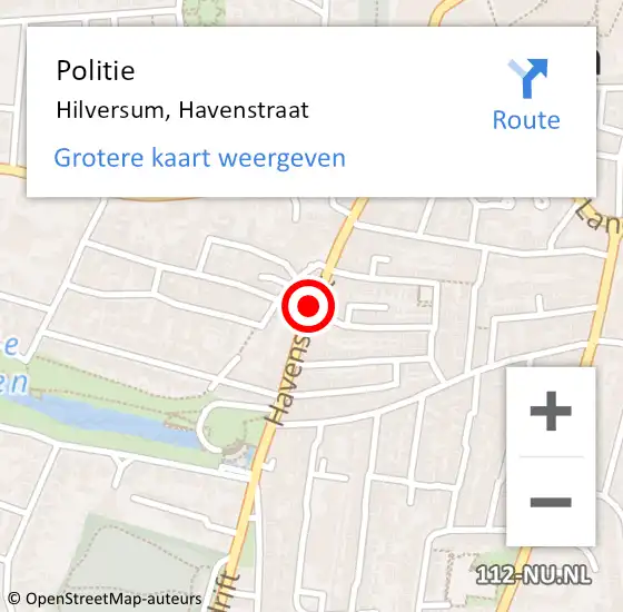 Locatie op kaart van de 112 melding: Politie Hilversum, Havenstraat op 5 september 2015 03:27