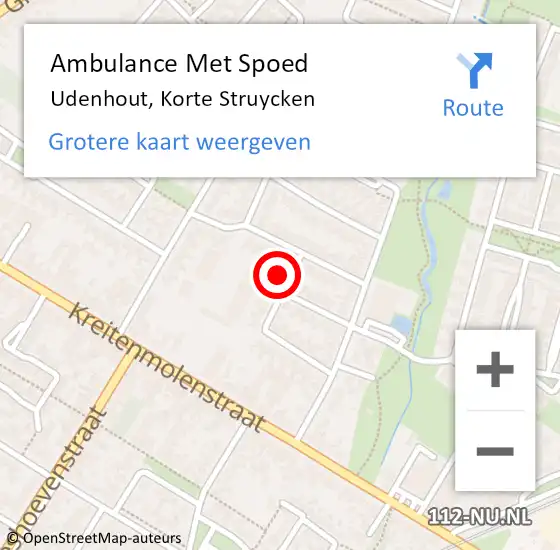 Locatie op kaart van de 112 melding: Ambulance Met Spoed Naar Udenhout, Korte Struycken op 5 september 2015 06:09