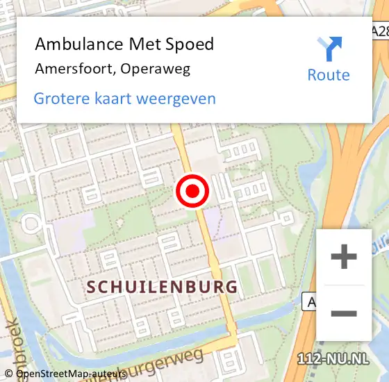 Locatie op kaart van de 112 melding: Ambulance Met Spoed Naar Amersfoort, Operaweg op 5 september 2015 10:24