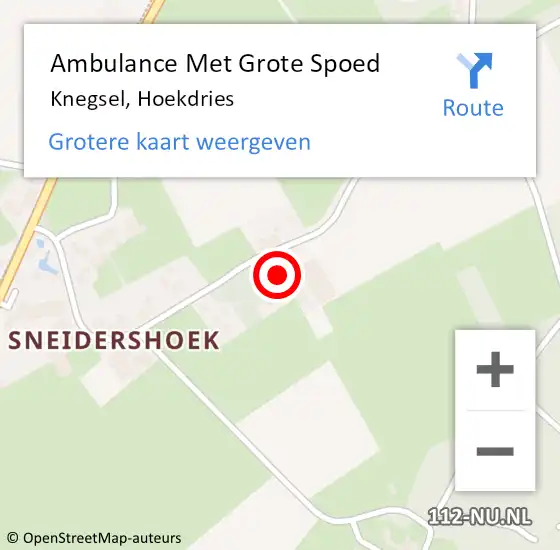Locatie op kaart van de 112 melding: Ambulance Met Grote Spoed Naar Knegsel, Hoekdries op 5 september 2015 10:59
