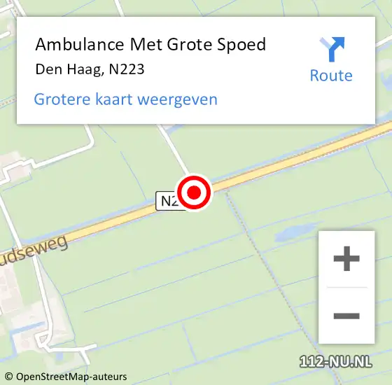 Locatie op kaart van de 112 melding: Ambulance Met Grote Spoed Naar Den Haag, N223 op 5 september 2015 11:33