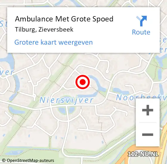 Locatie op kaart van de 112 melding: Ambulance Met Grote Spoed Naar Tilburg, Zieversbeek op 19 november 2013 15:58