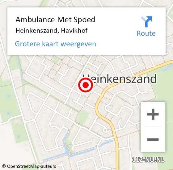 Locatie op kaart van de 112 melding: Ambulance Met Spoed Naar Heinkenszand, Havikhof op 5 september 2015 20:01