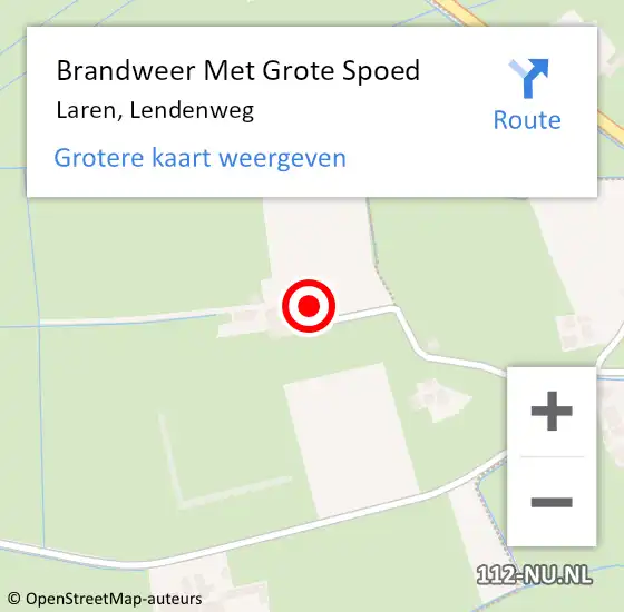 Locatie op kaart van de 112 melding: Brandweer Met Grote Spoed Naar Laren, Lendenweg op 6 september 2013 11:05