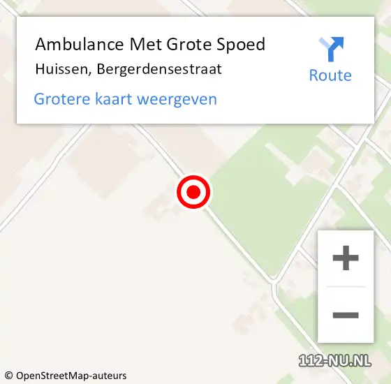 Locatie op kaart van de 112 melding: Ambulance Met Grote Spoed Naar Huissen, Bergerdensestraat op 7 september 2015 10:31