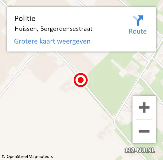 Locatie op kaart van de 112 melding: Politie Huissen, Bergerdensestraat op 7 september 2015 10:32