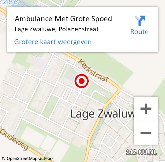 Locatie op kaart van de 112 melding: Ambulance Met Grote Spoed Naar Lage Zwaluwe, Polanenstraat op 7 september 2015 17:36