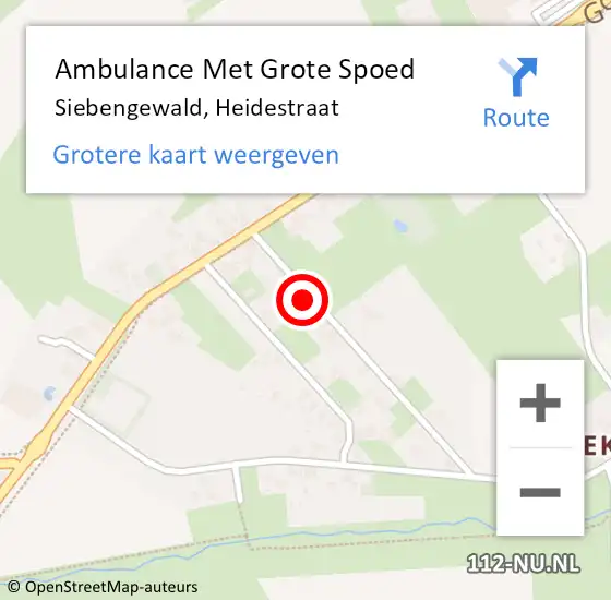 Locatie op kaart van de 112 melding: Ambulance Met Grote Spoed Naar Siebengewald, Heidestraat op 8 september 2015 10:24