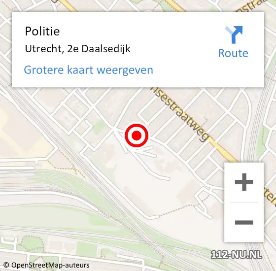 Locatie op kaart van de 112 melding: Politie Utrecht, 2e Daalsedijk op 8 september 2015 12:05
