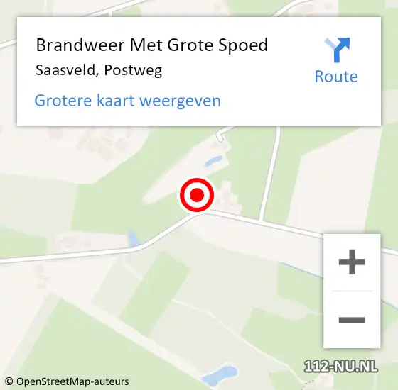 Locatie op kaart van de 112 melding: Brandweer Met Grote Spoed Naar Saasveld, Postweg op 8 september 2015 14:26
