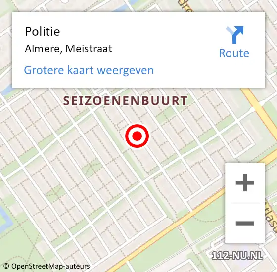 Locatie op kaart van de 112 melding: Politie Almere, Meistraat op 19 november 2013 21:55