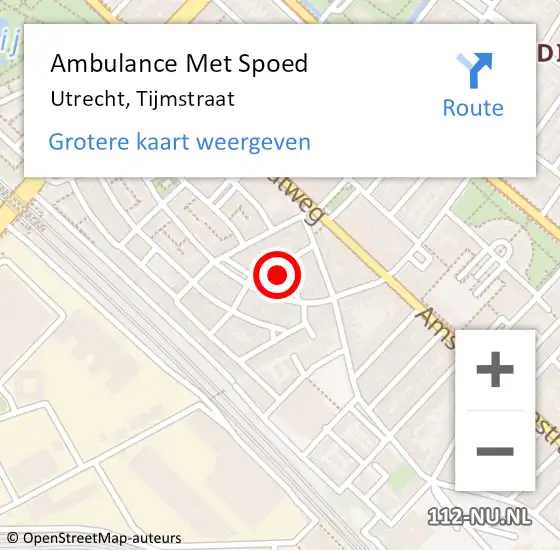 Locatie op kaart van de 112 melding: Ambulance Met Spoed Naar Utrecht, Tijmstraat op 8 september 2015 23:14