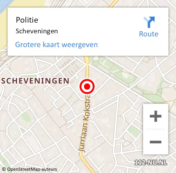 Locatie op kaart van de 112 melding: Politie Scheveningen op 9 september 2015 06:42