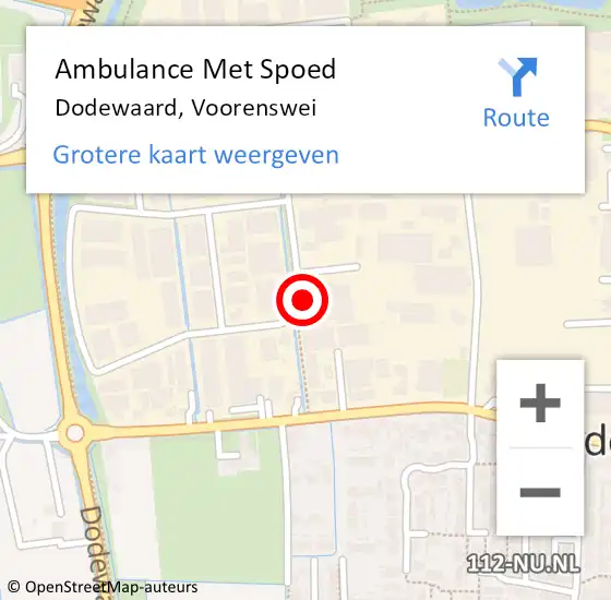 Locatie op kaart van de 112 melding: Ambulance Met Spoed Naar Dodewaard, Voorenswei op 9 september 2015 07:25