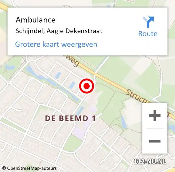 Locatie op kaart van de 112 melding: Ambulance Schijndel, Aagje Dekenstraat op 9 september 2015 08:49