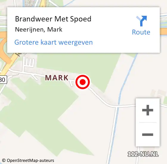Locatie op kaart van de 112 melding: Brandweer Met Spoed Naar Neerijnen, Mark op 9 september 2015 09:30