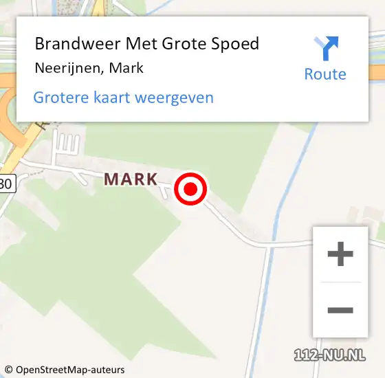 Locatie op kaart van de 112 melding: Brandweer Met Grote Spoed Naar Neerijnen, Mark op 9 september 2015 09:51