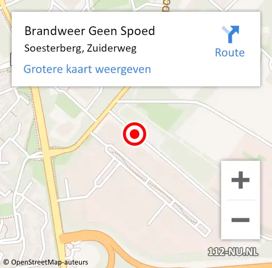 Locatie op kaart van de 112 melding: Brandweer Geen Spoed Naar Soesterberg, Zuiderweg op 9 september 2015 10:08
