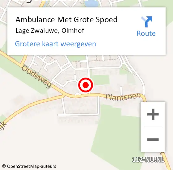 Locatie op kaart van de 112 melding: Ambulance Met Grote Spoed Naar Lage Zwaluwe, Olmhof op 9 september 2015 16:07