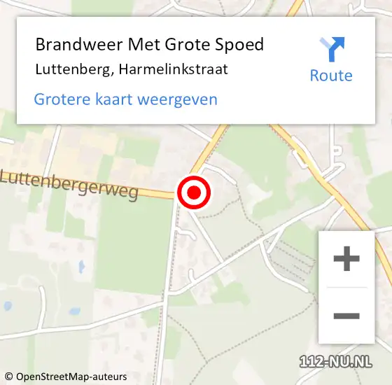 Locatie op kaart van de 112 melding: Brandweer Met Grote Spoed Naar Luttenberg, Harmelinkstraat op 9 september 2015 18:02
