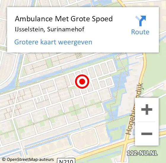Locatie op kaart van de 112 melding: Ambulance Met Grote Spoed Naar IJsselstein, Surinamehof op 9 september 2015 19:39
