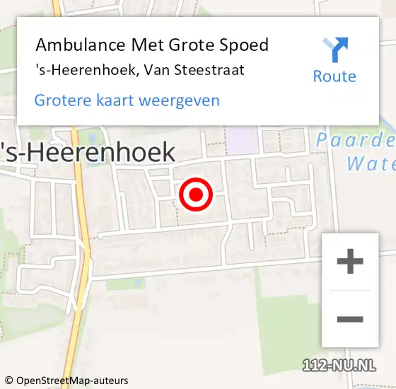 Locatie op kaart van de 112 melding: Ambulance Met Grote Spoed Naar 's-Heerenhoek, Van Steestraat op 9 september 2015 21:38