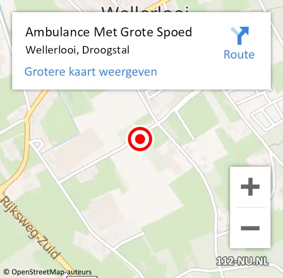 Locatie op kaart van de 112 melding: Ambulance Met Grote Spoed Naar Wellerlooi, Droogstal op 11 september 2015 07:48