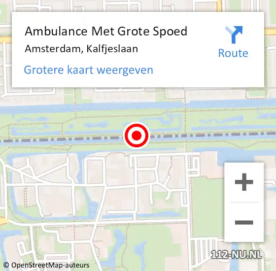 Locatie op kaart van de 112 melding: Ambulance Met Grote Spoed Naar Amsterdam, Kalfjeslaan op 11 september 2015 10:40