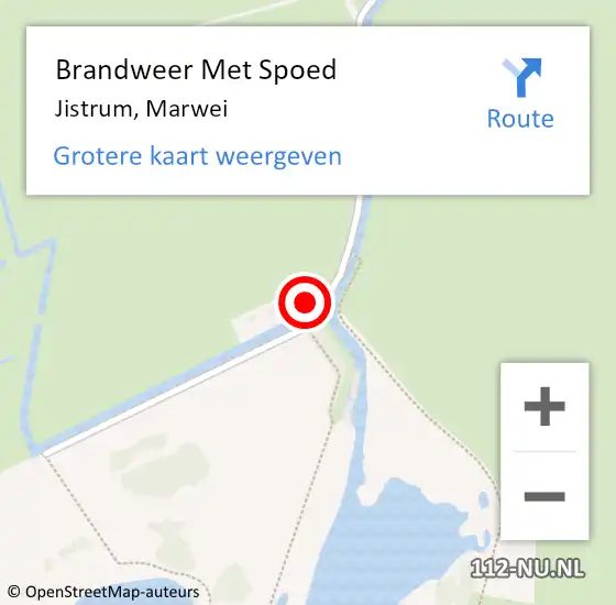 Locatie op kaart van de 112 melding: Brandweer Met Spoed Naar Jistrum, Marwei op 11 september 2015 11:13
