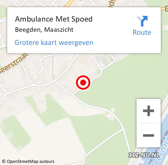 Locatie op kaart van de 112 melding: Ambulance Met Spoed Naar Beegden, Maaszicht op 11 september 2015 11:53