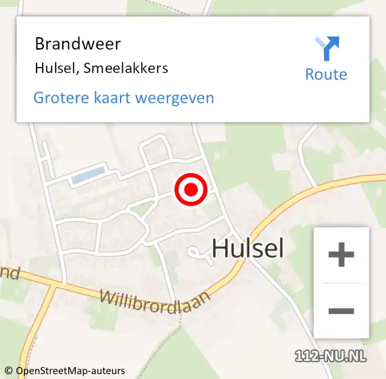Locatie op kaart van de 112 melding: Brandweer Hulsel, Smeelakkers op 11 september 2015 16:40