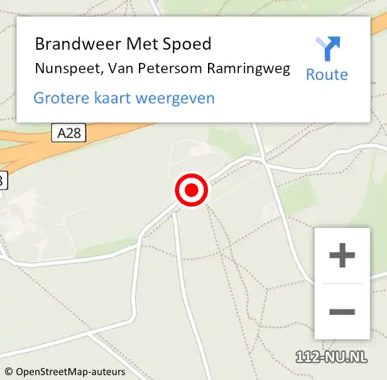 Locatie op kaart van de 112 melding: Brandweer Met Spoed Naar Nunspeet, Van Petersom Ramringweg op 11 september 2015 19:12