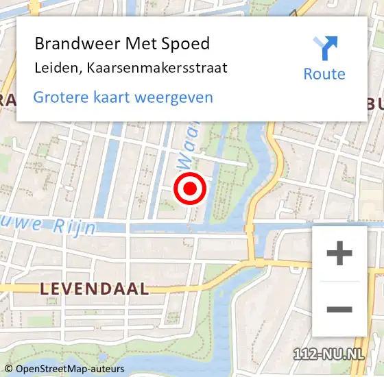 Locatie op kaart van de 112 melding: Brandweer Met Spoed Naar Leiden, Kaarsenmakersstraat op 12 september 2015 13:43