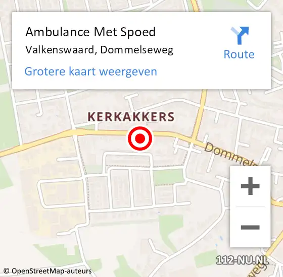 Locatie op kaart van de 112 melding: Ambulance Met Spoed Naar Valkenswaard, Dommelseweg op 13 september 2015 07:53