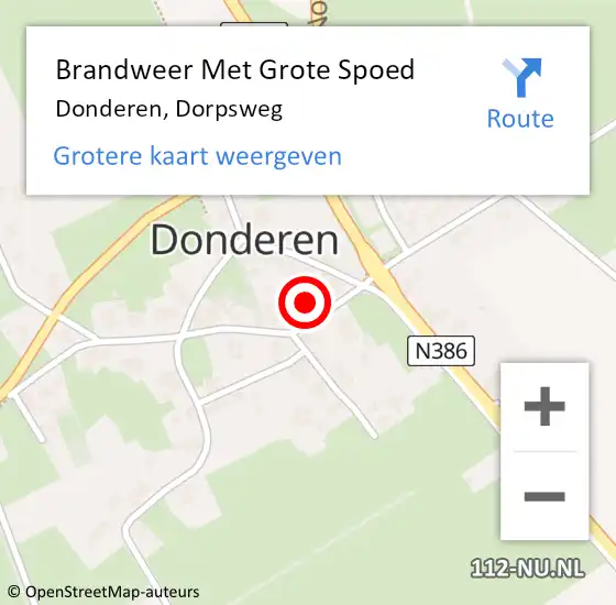 Locatie op kaart van de 112 melding: Brandweer Met Grote Spoed Naar Donderen, Dorpsweg op 13 september 2015 14:09