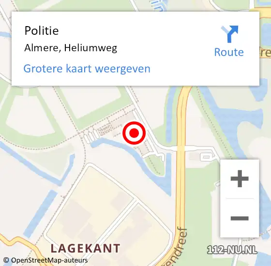 Locatie op kaart van de 112 melding: Politie Almere, Heliumweg op 13 september 2015 14:16