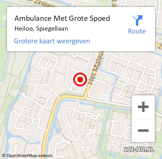 Locatie op kaart van de 112 melding: Ambulance Met Grote Spoed Naar Heiloo, Spiegellaan op 13 september 2015 22:08