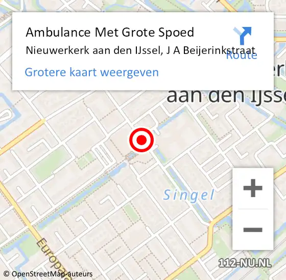 Locatie op kaart van de 112 melding: Ambulance Met Grote Spoed Naar Nieuwerkerk aan den IJssel, J A Beijerinkstraat op 14 september 2015 18:35