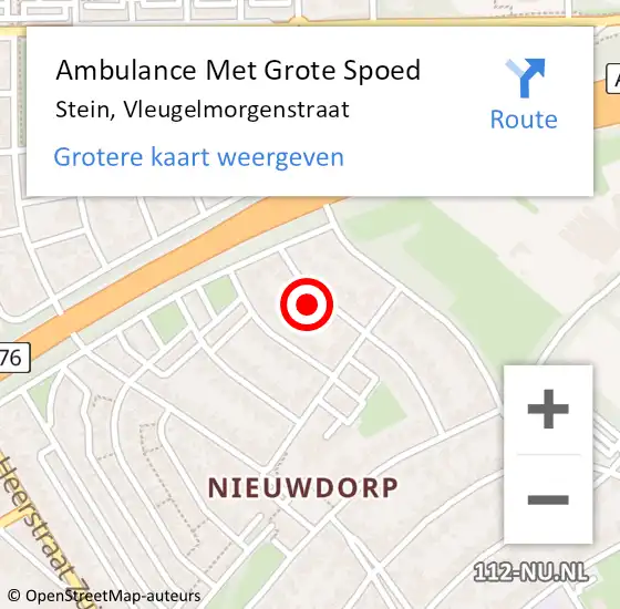 Locatie op kaart van de 112 melding: Ambulance Met Grote Spoed Naar Stein, Vleugelmorgenstraat op 20 november 2013 15:29