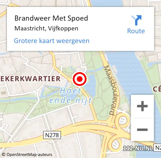 Locatie op kaart van de 112 melding: Brandweer Met Spoed Naar Maastricht, Vijfkoppen op 16 september 2015 10:47